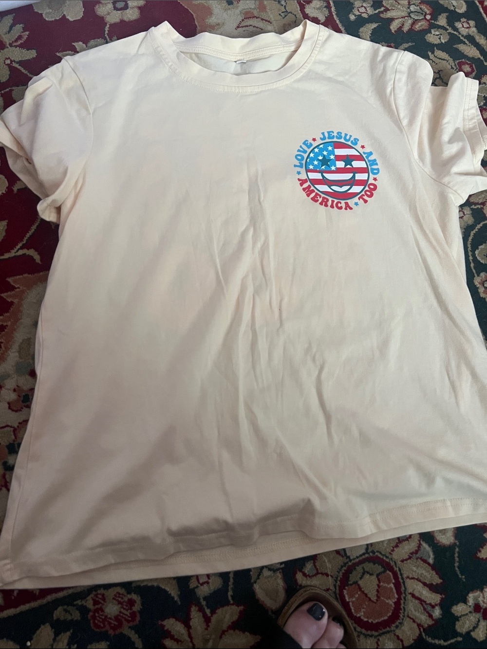 Cream Graphic Tee with Patriotic  Logo